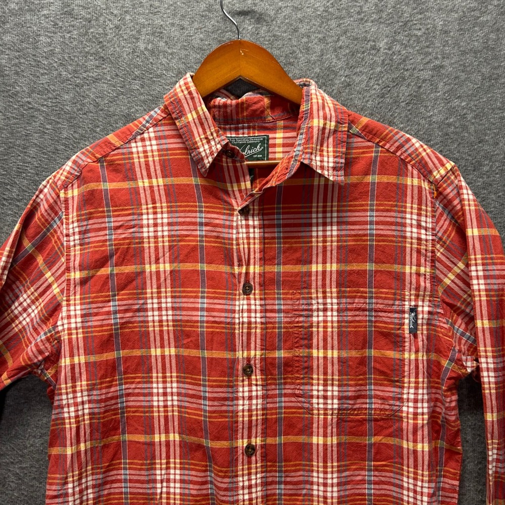 Woolrich Mens Plaid Flannel Long Sleeve Button Up Shirt Red Yellow M‎